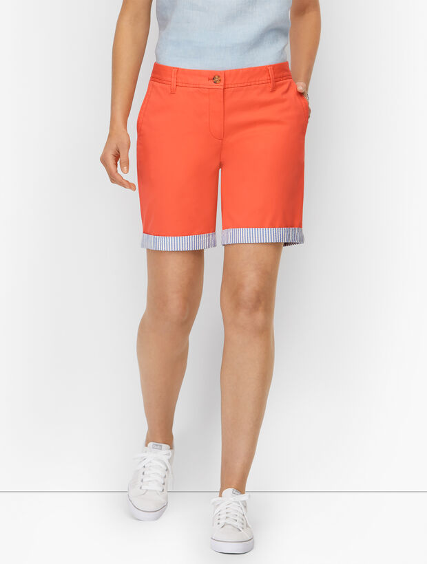 Relaxed Chino Shorts - Contrast Cuff | Talbots