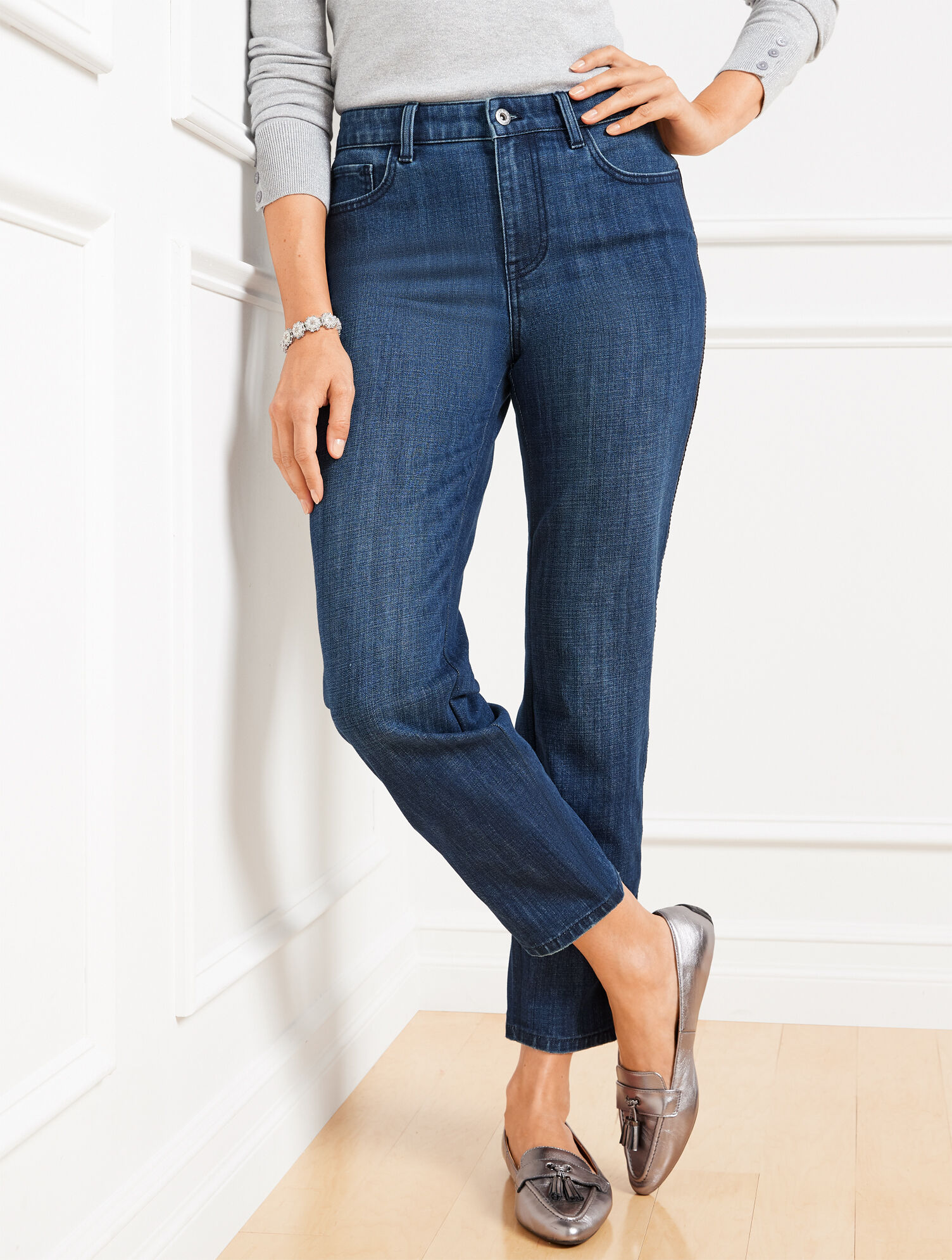 Jeans  Modern Ankle Jeans - Side Ribbon Trim PACIFIC WASH - Talbots Womens  • Winners Chapel