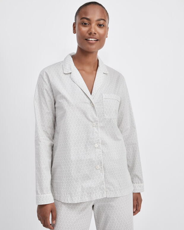 Talbots Organic Cotton Poplin Scallop Print Pajama Shirt