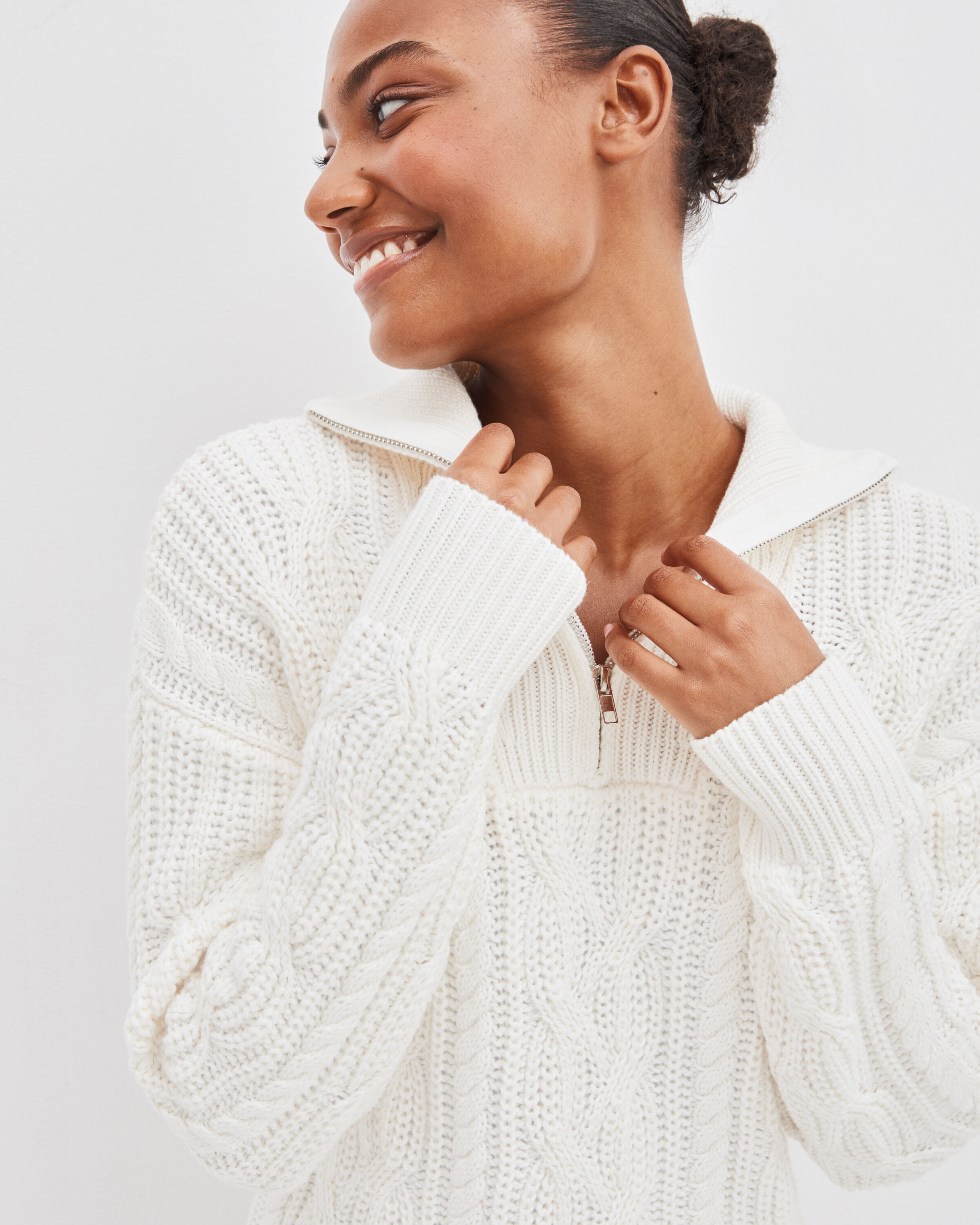 Cable Knit Half-Zip Sweater | Haven Well Within