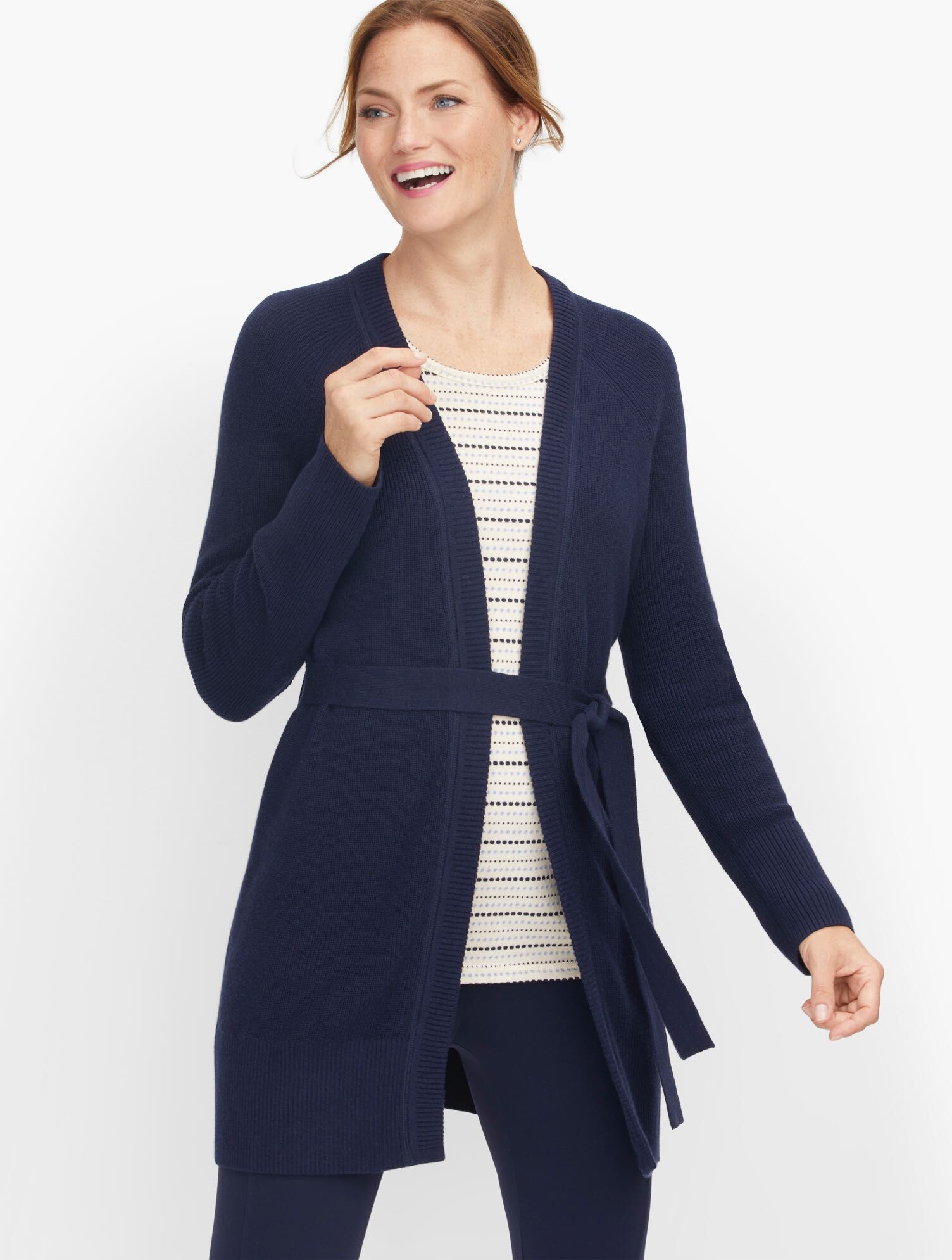 Open Front Belted Cardigan | Talbots