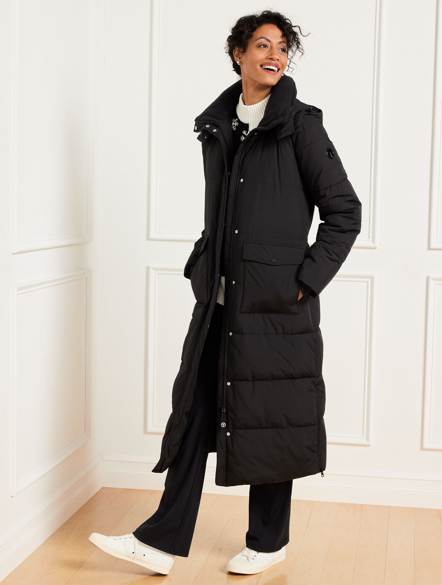 Fleece-Lined Hooded Quilted Long Puffer Coat | Talbots