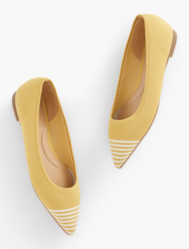 Edwin Knit Pointed Toe Flats - Stripe Toe | Talbots