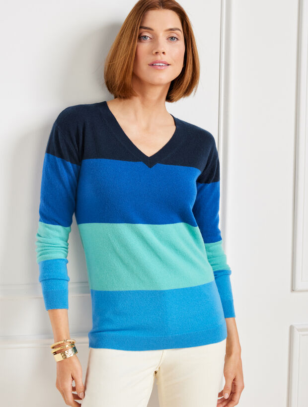 NWT Talbots Gorgeous Soft Multicolored Stripe High Neck 100% Cashmere 0X  Large