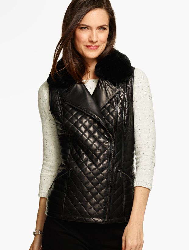 Quilted Leather Moto Vest | Talbots