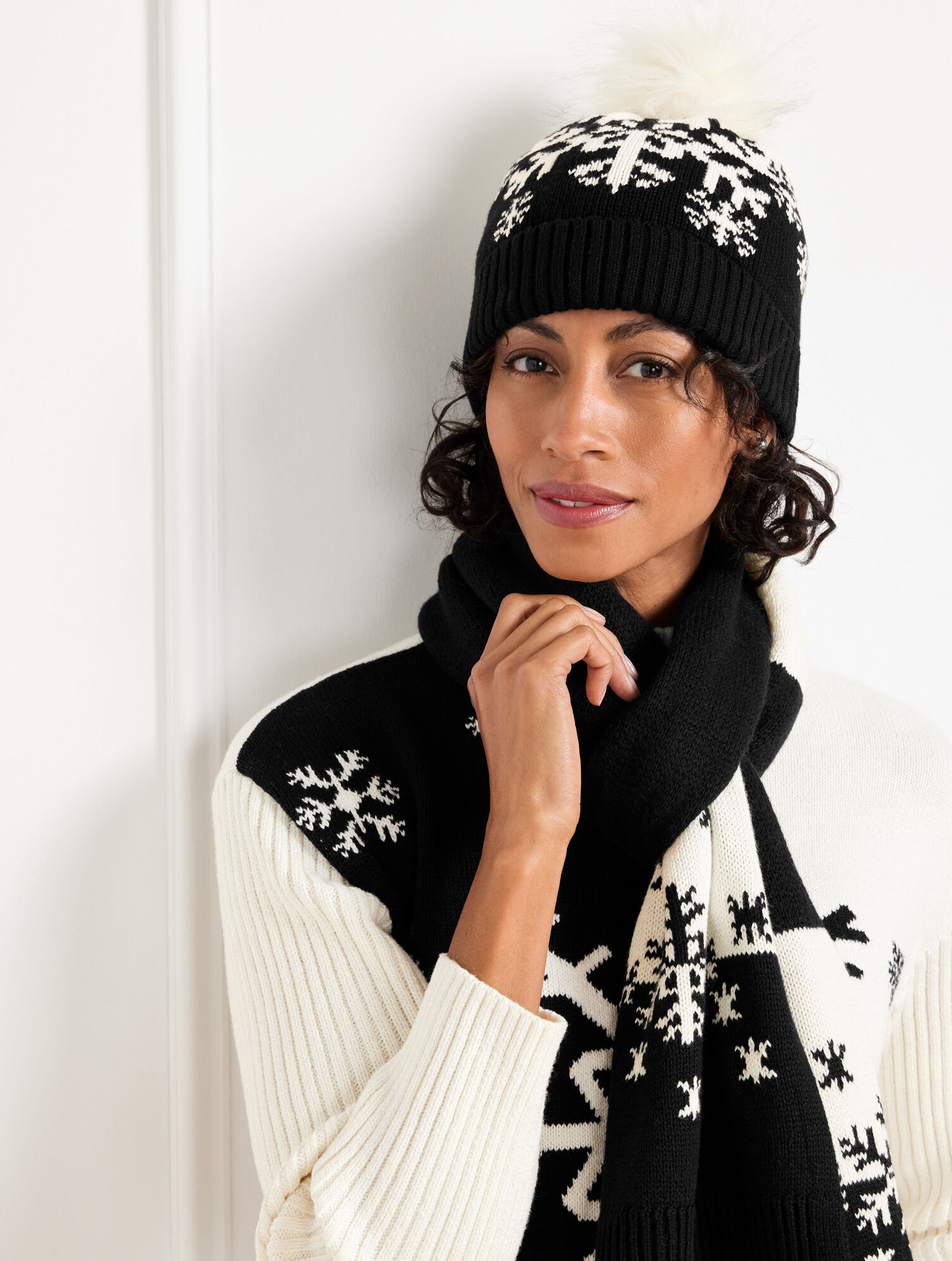 Bicolor Snowflake Beanie