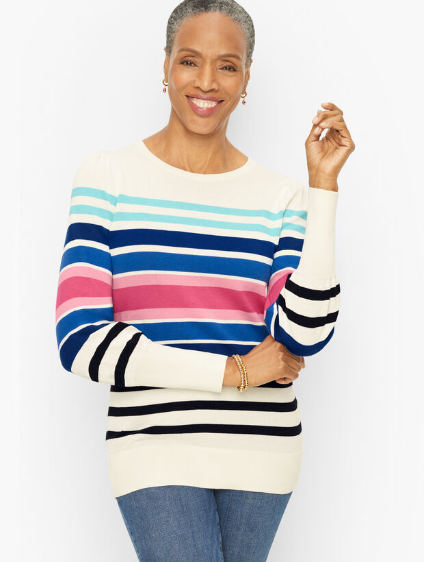 Puff Sleeve Sweater - Polished Stripe | Talbots