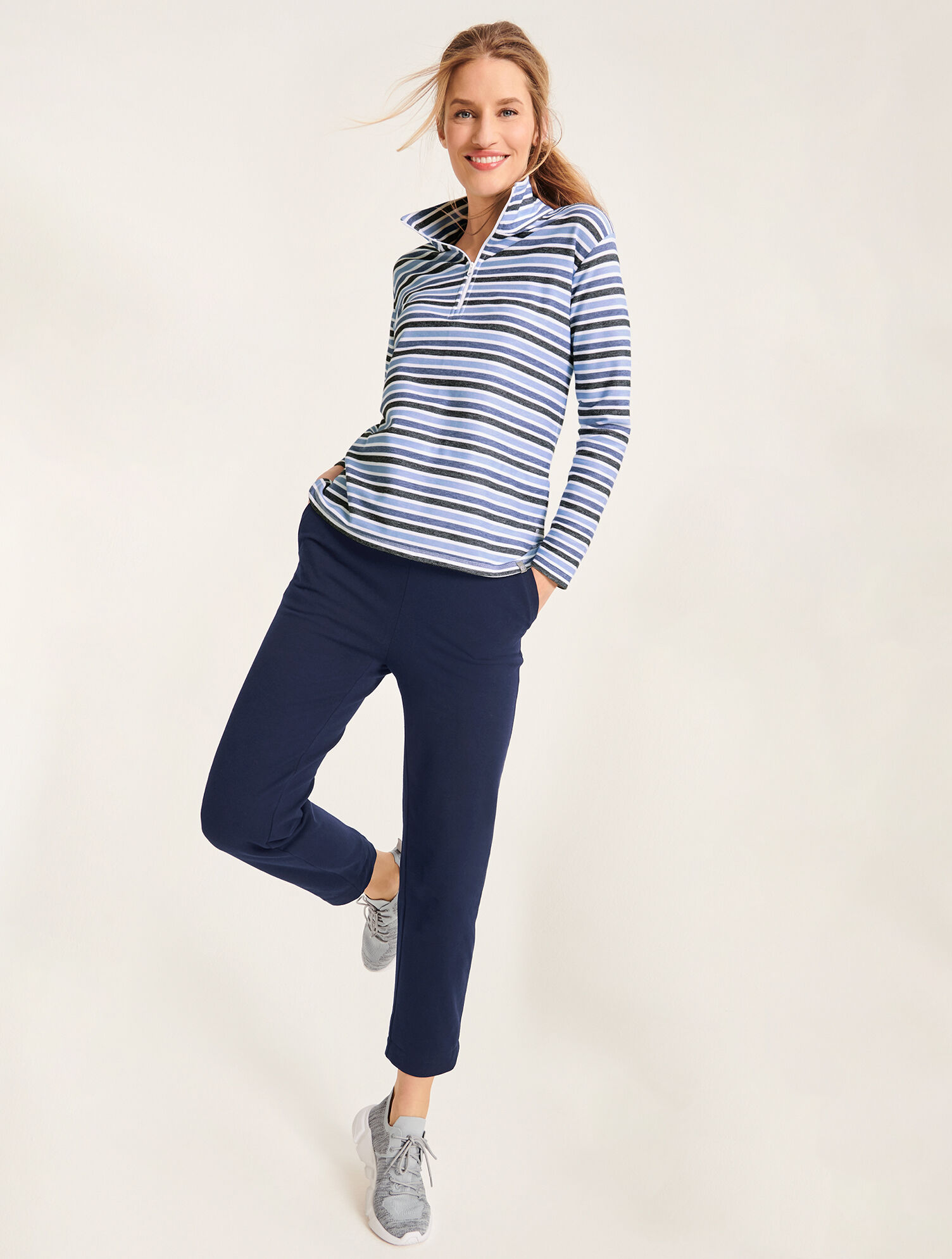 Textured Stripe Half Zip Pullover | Talbots
