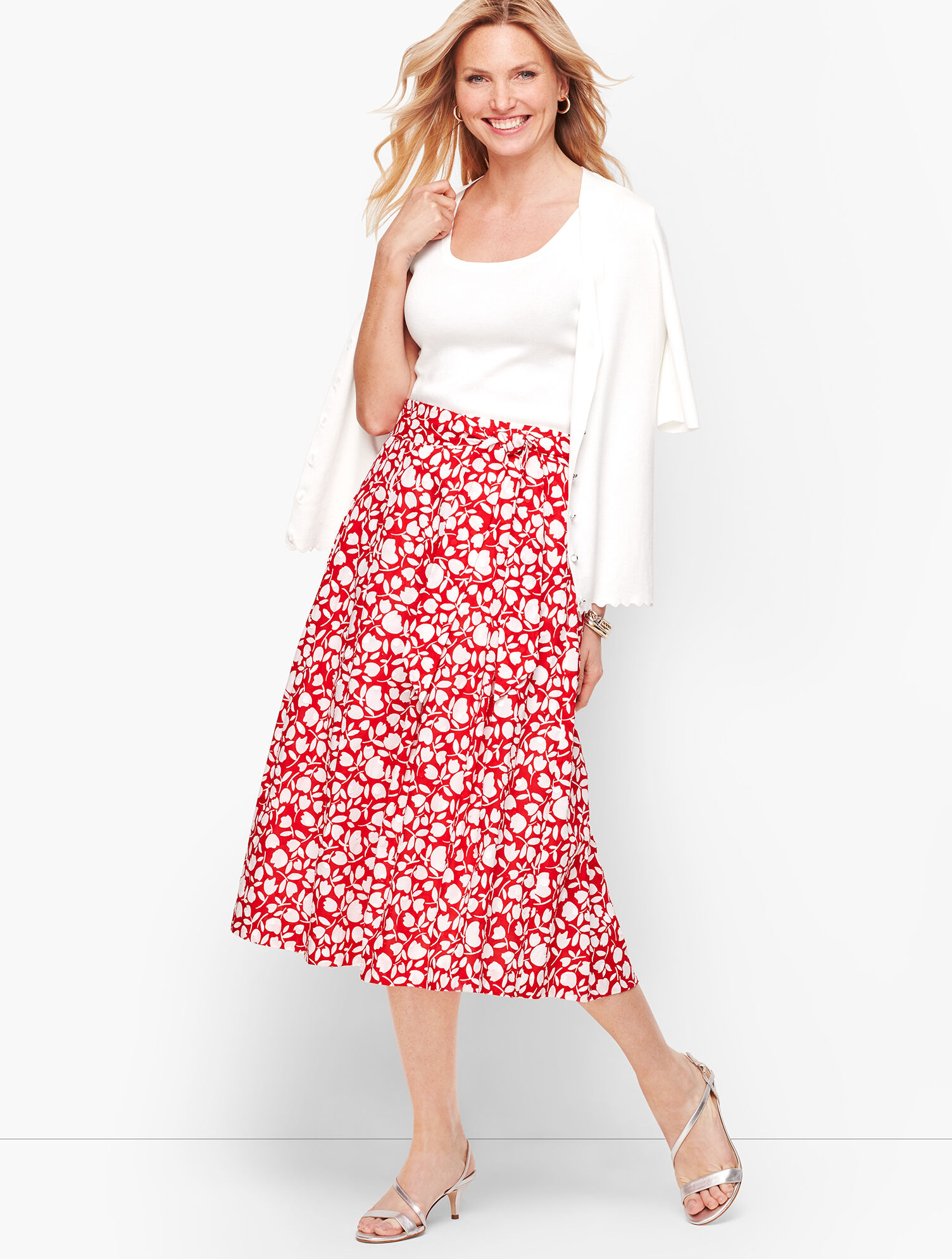 Pleated Floral Midi Skirt | Talbots