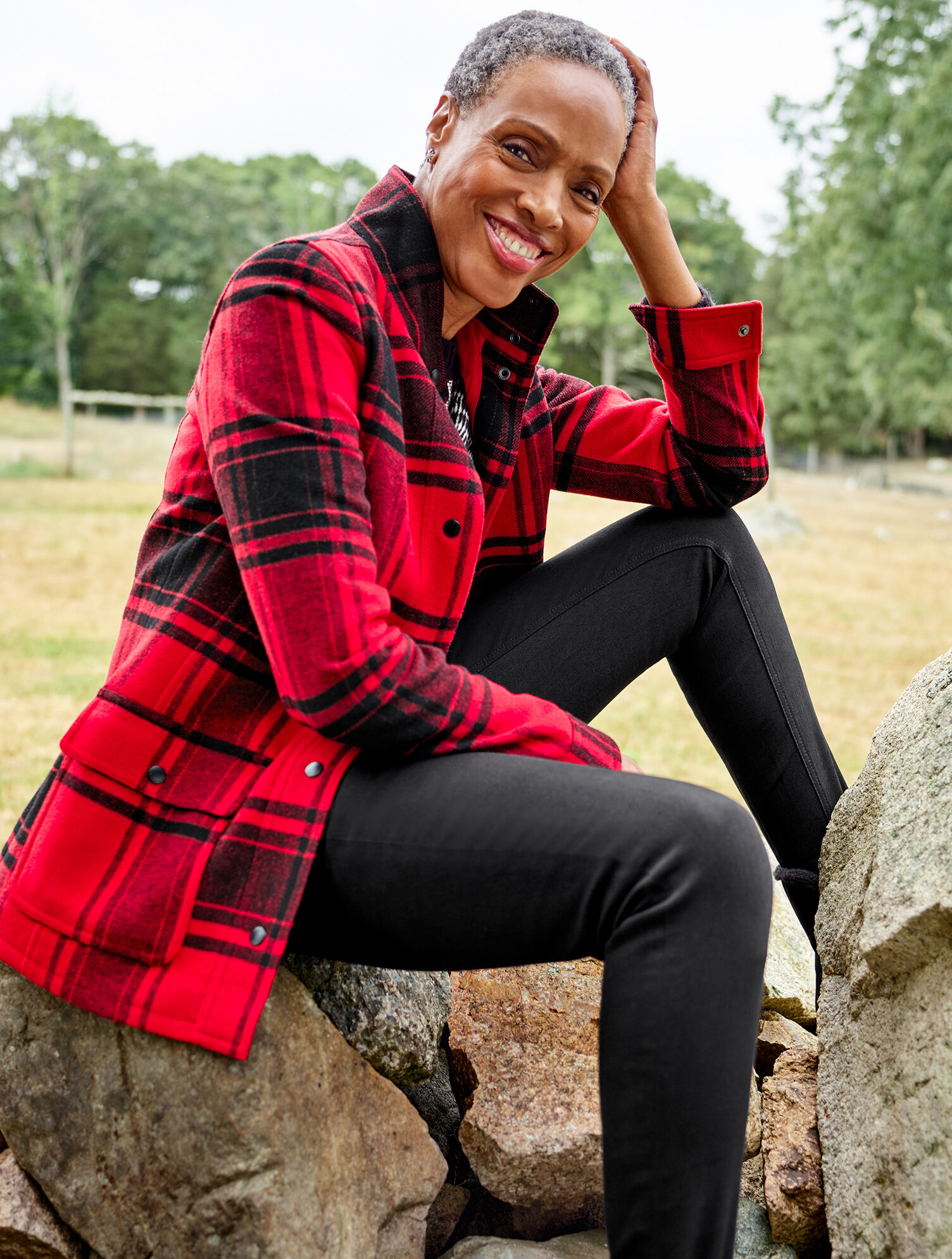 Red sale plaid parka