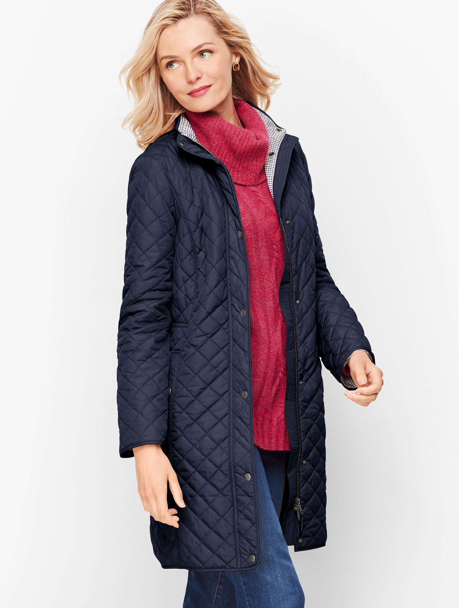 Quilted long cheap coat womens