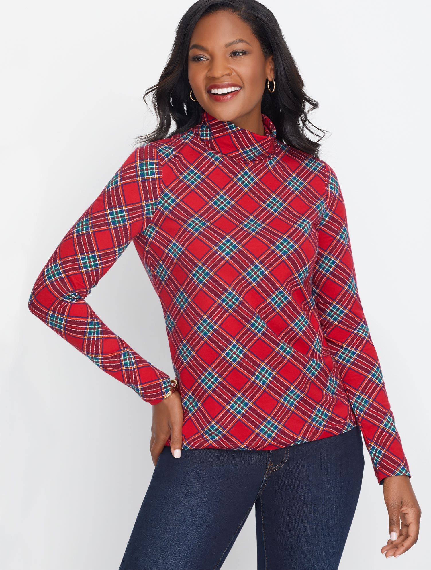 Checkered sale turtleneck top