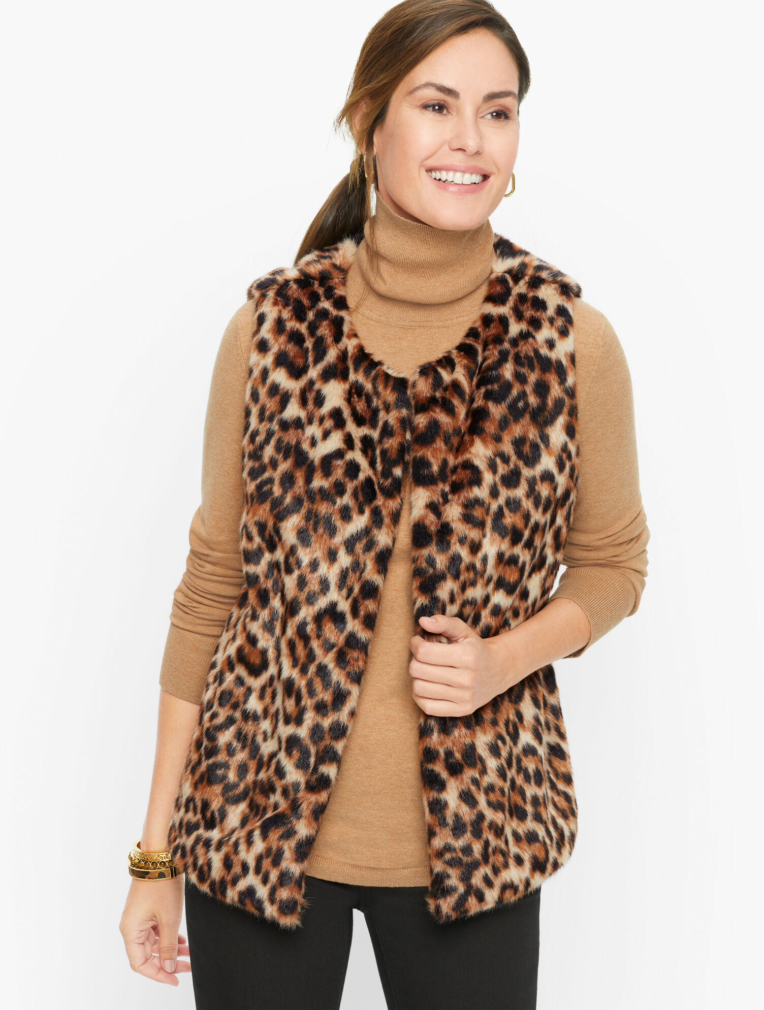 Plus Size Faux Fur Leopard Vest | Talbots