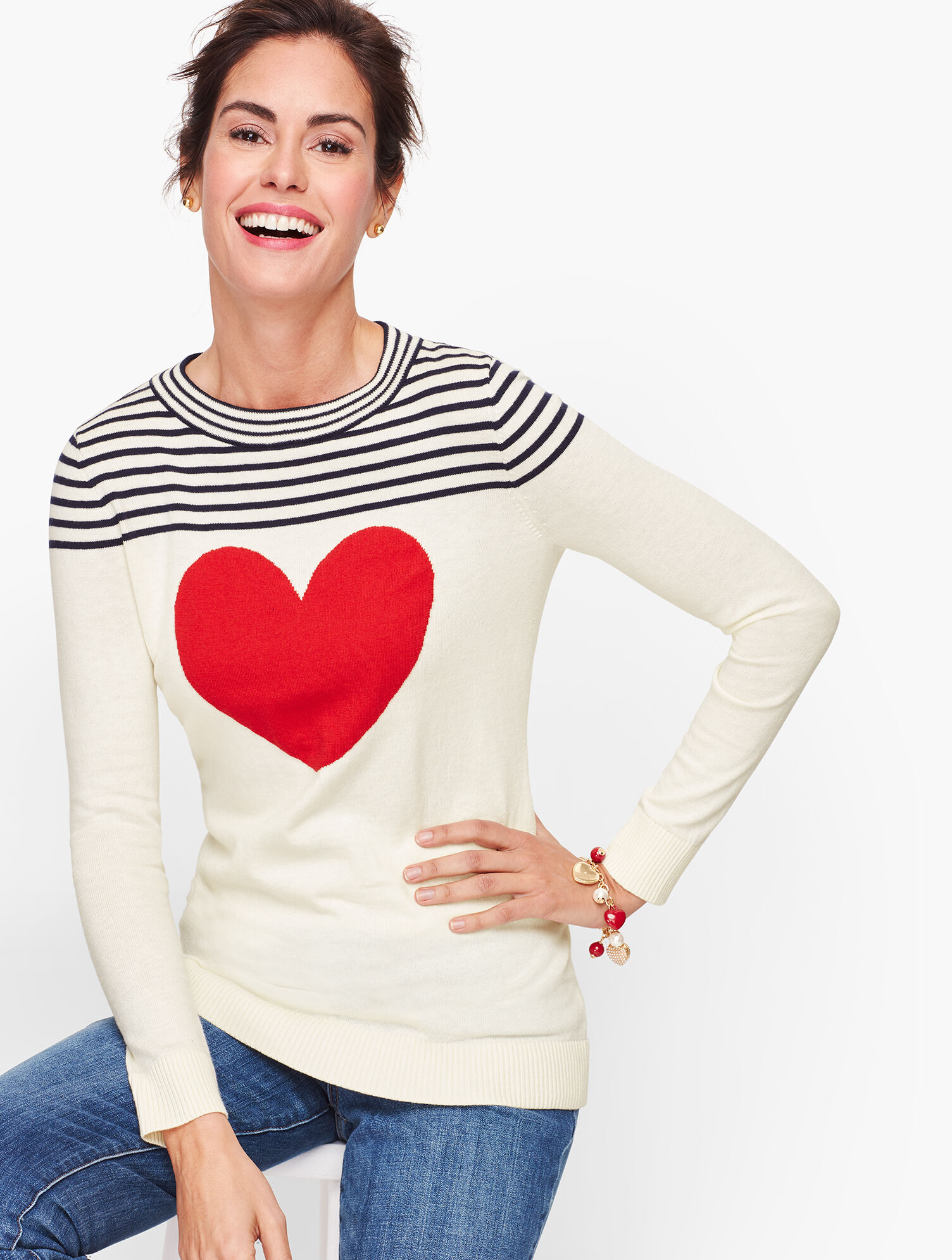 Button Back Heart Sweater | Talbots