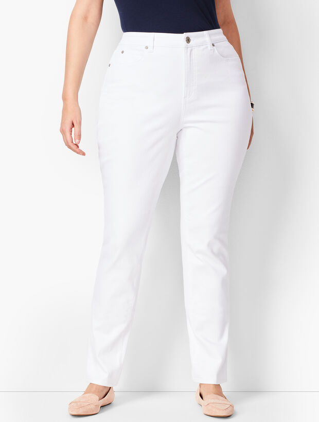 Plus Size High-Waist Straight-Leg Jeans - White - Curvy Fit | Talbots