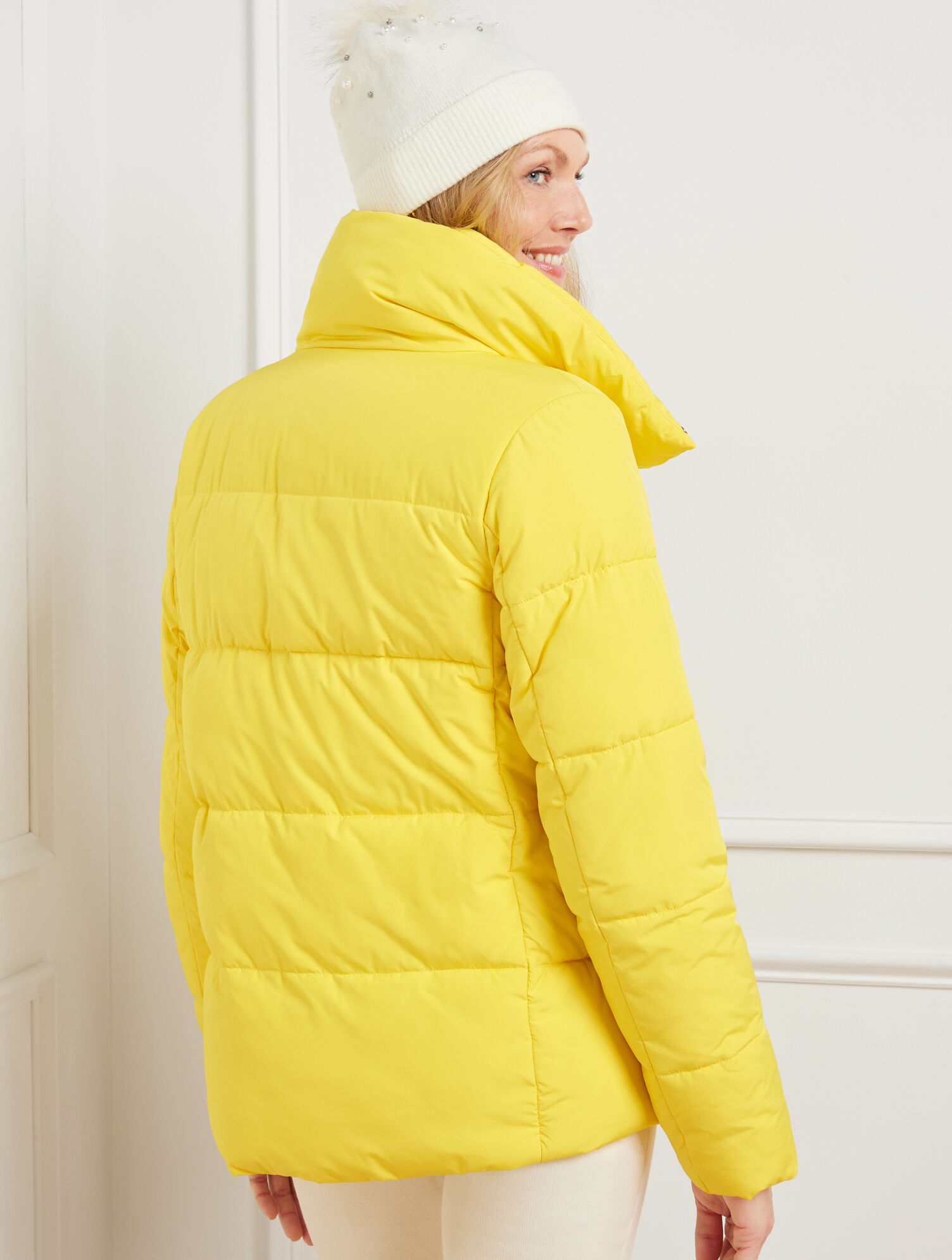 Yellow cheap puffer coats