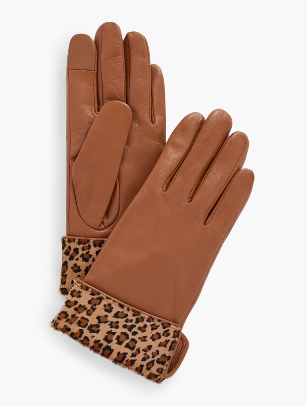 Calf Hair Leopard Cuff Leather Gloves | Talbots
