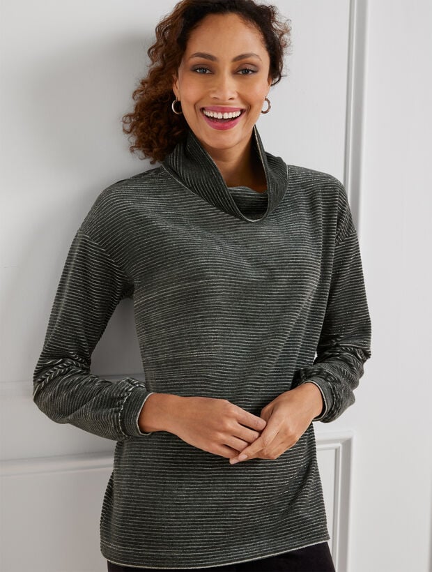 Cable Knit Lurex® Cowlneck Sweater Dress
