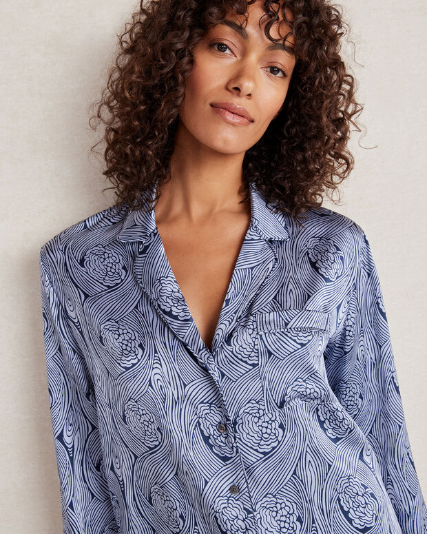 Washable Silk Deco Floral Pajama Shirt | Haven Well Within