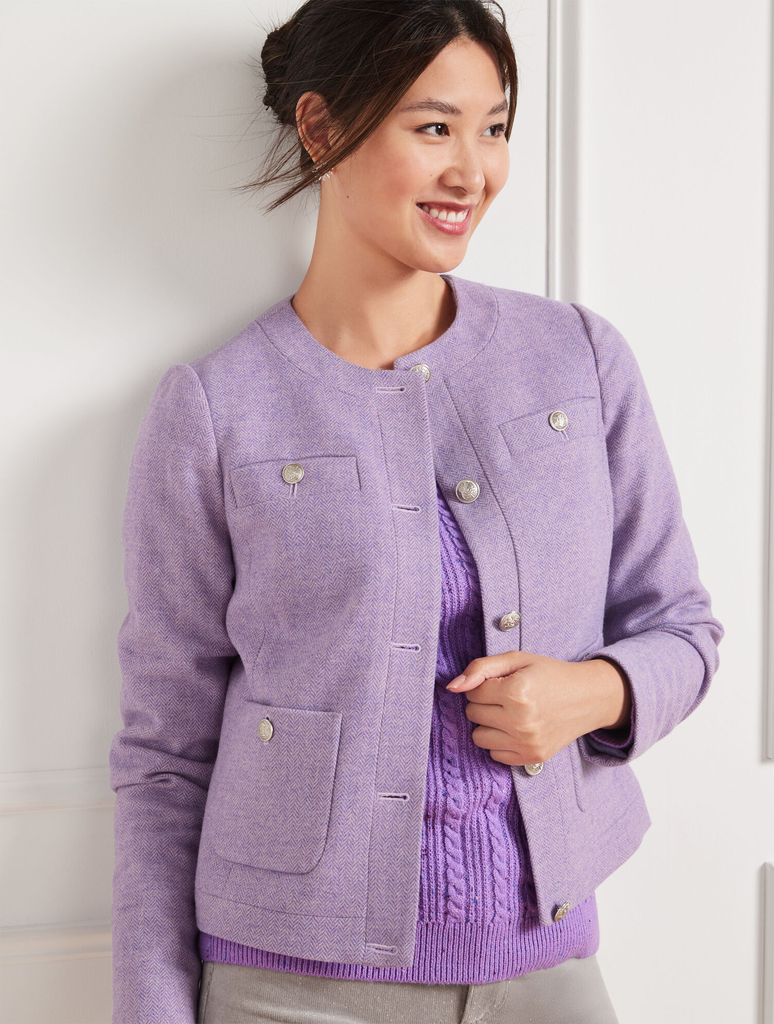 Bicolor Herringbone Shetland Jacket | Talbots