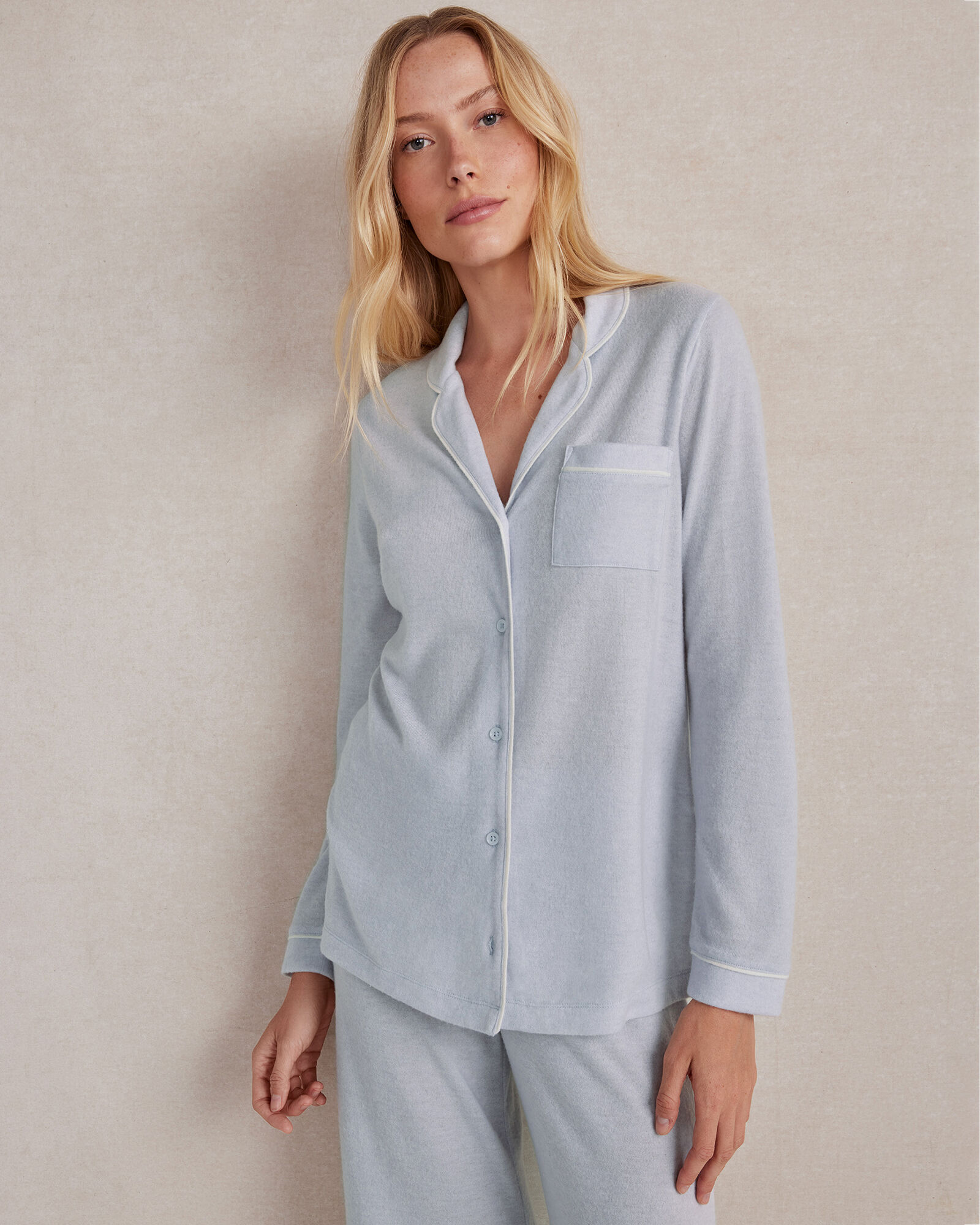 Marled Knit Button-Front Pajama Shirt | Haven Well Within