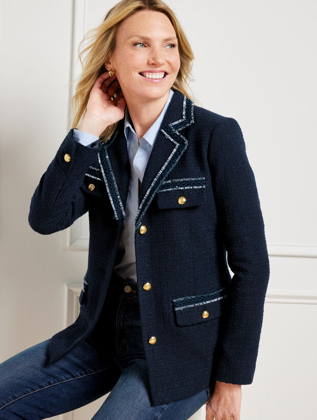 Contrast Trim Tweed Jacket | Talbots