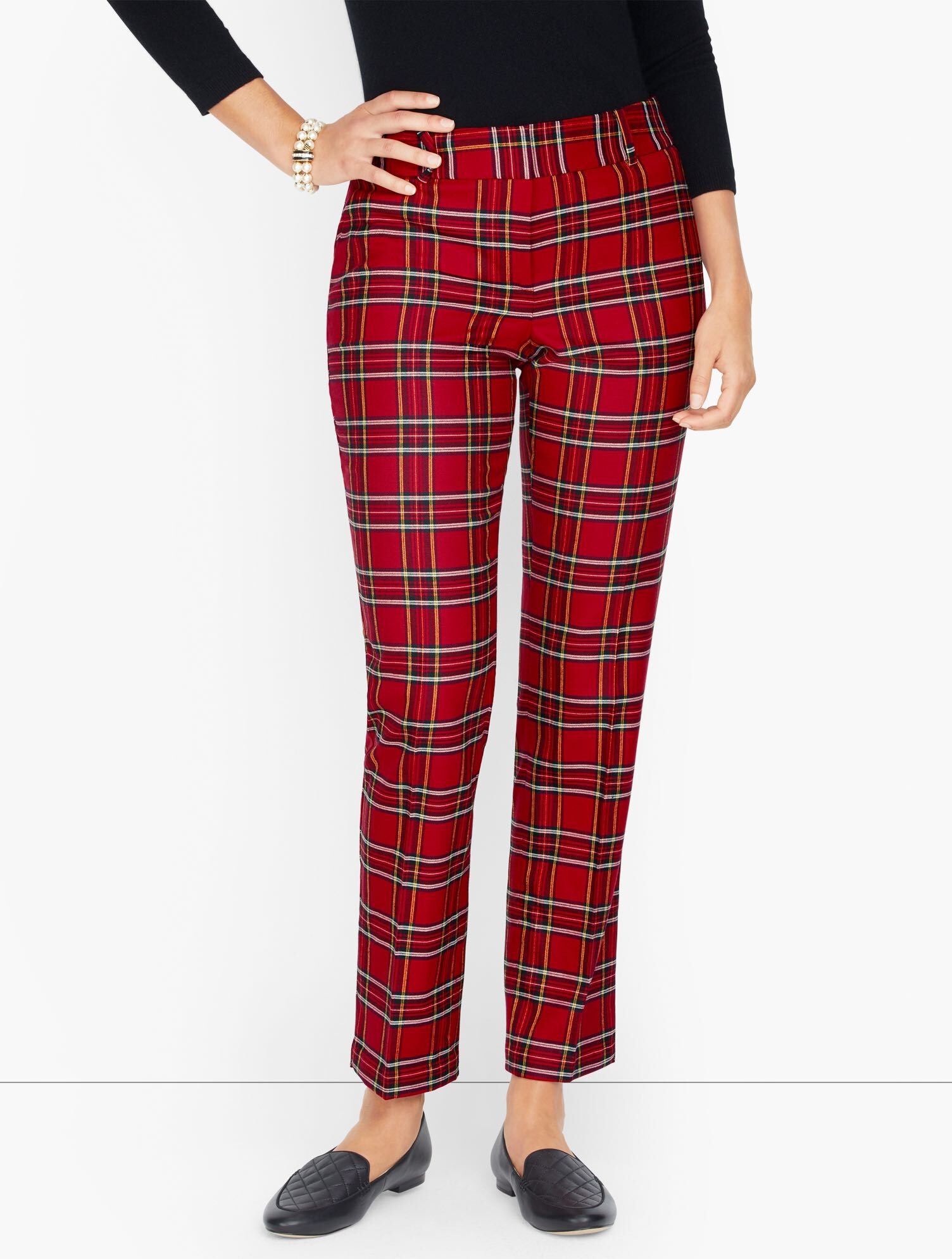 Plaid pants with sale red stripe