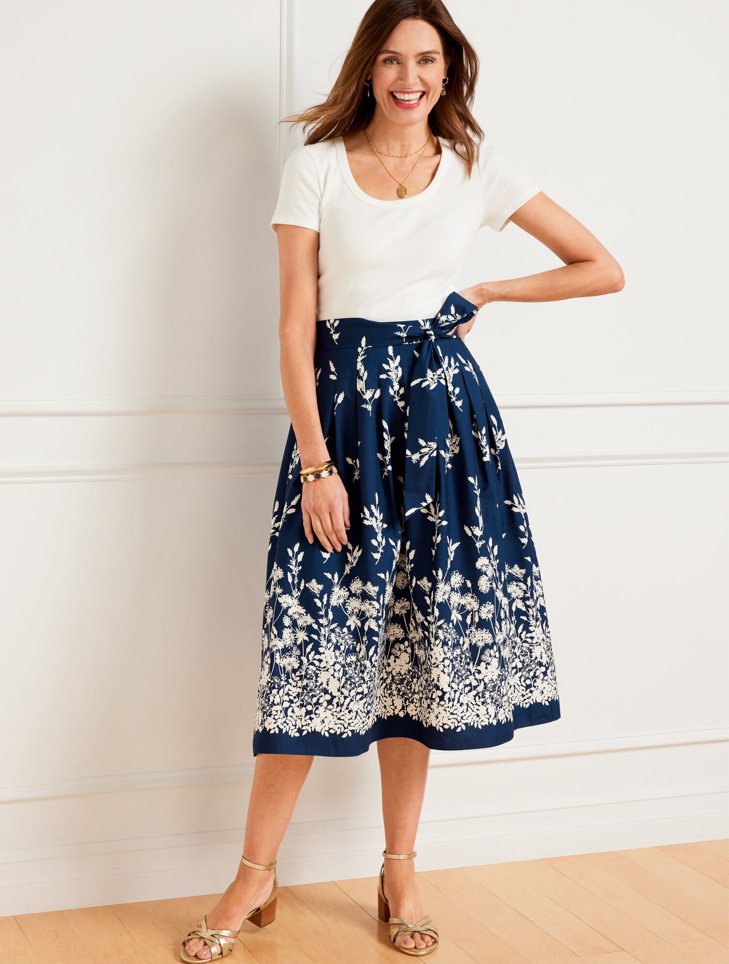The Piper Pleated Patio Skirt - Falling Floral | Talbots