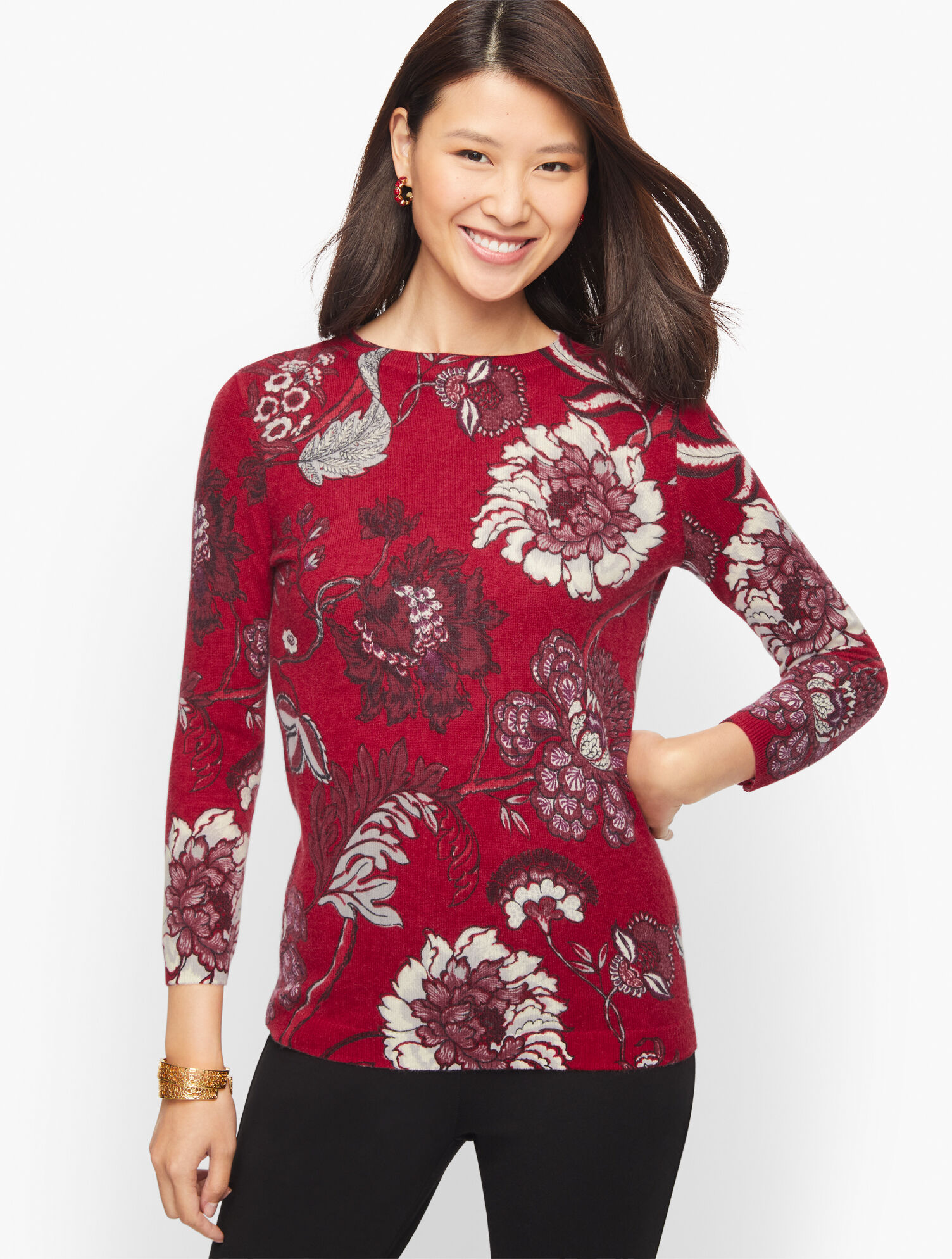 Audrey Cashmere Sweater - Graphic Floral | Talbots