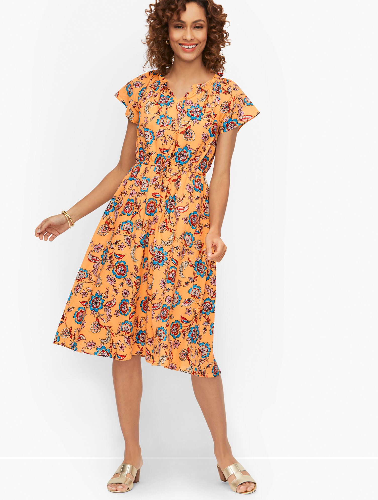 Smocked Fit & Flare Dress - Climbing Floral | Talbots