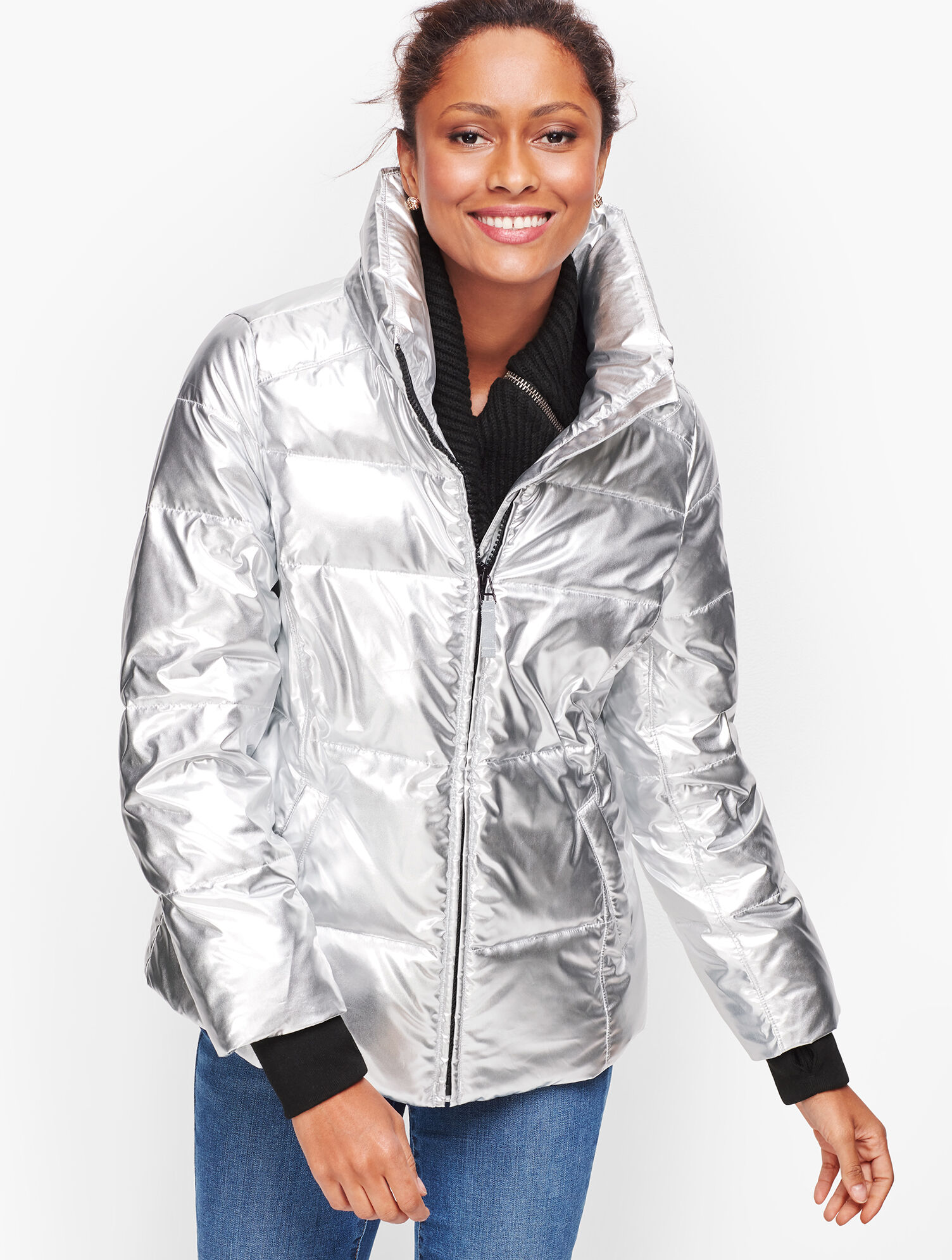 Old navy sale metallic puffer jacket