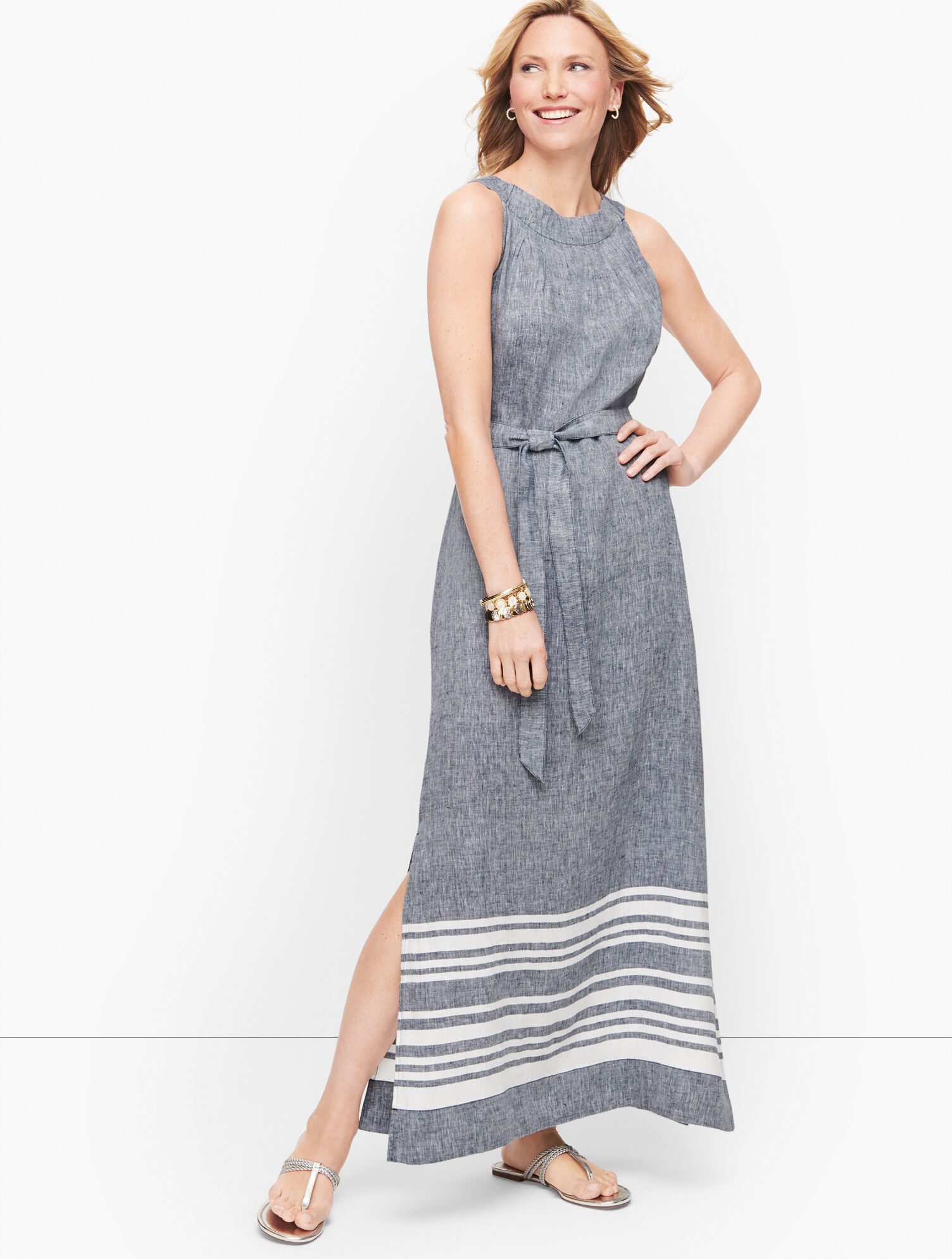 Stripe Linen Maxi Dress | Talbots