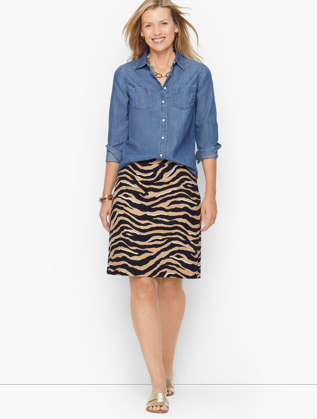 Canvas A-Line Skirt - Textured Zebra