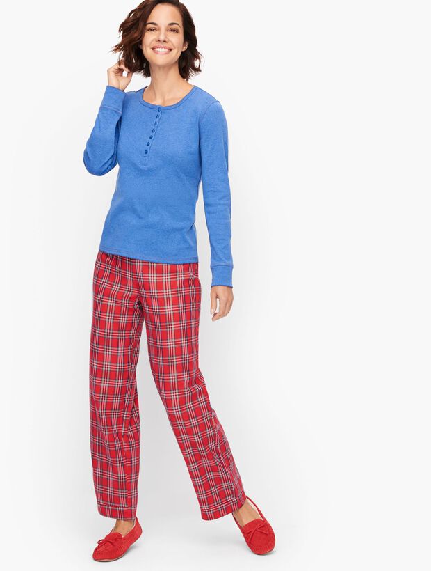 Flannel Bottoms Pajama Set - Candle Plaid