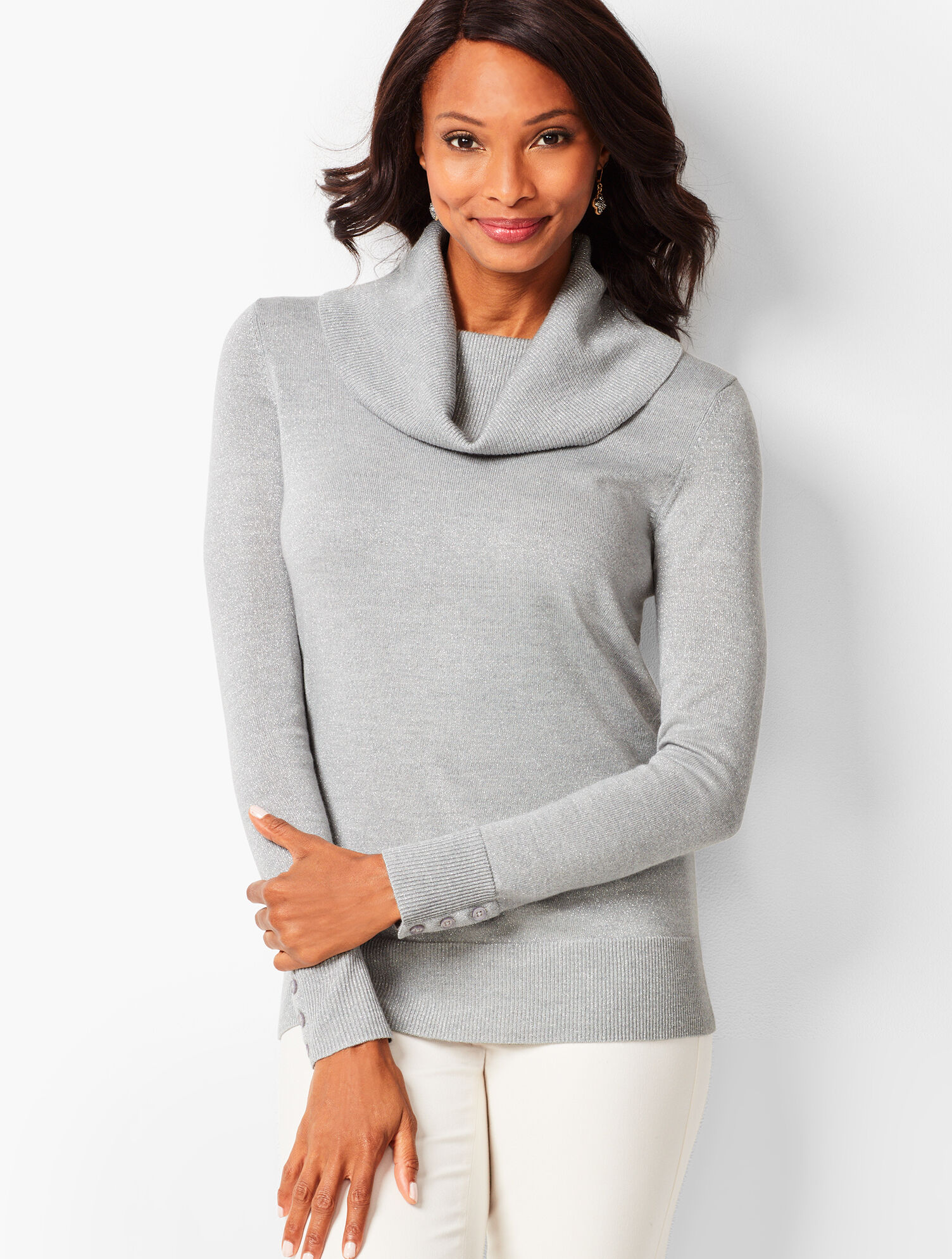 Women's grey cowl 2025 neck sweater