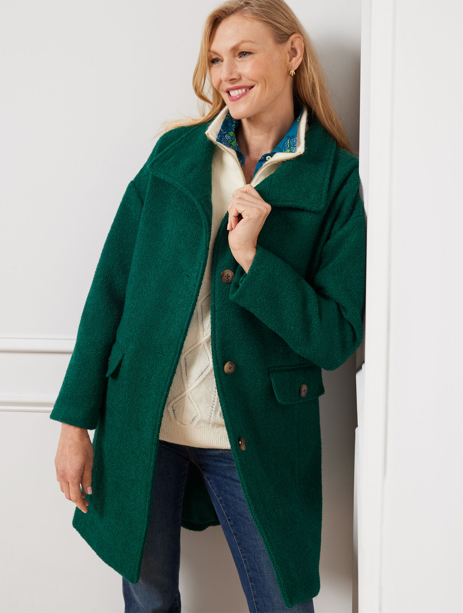 Bouclé Mockneck Coat | Talbots