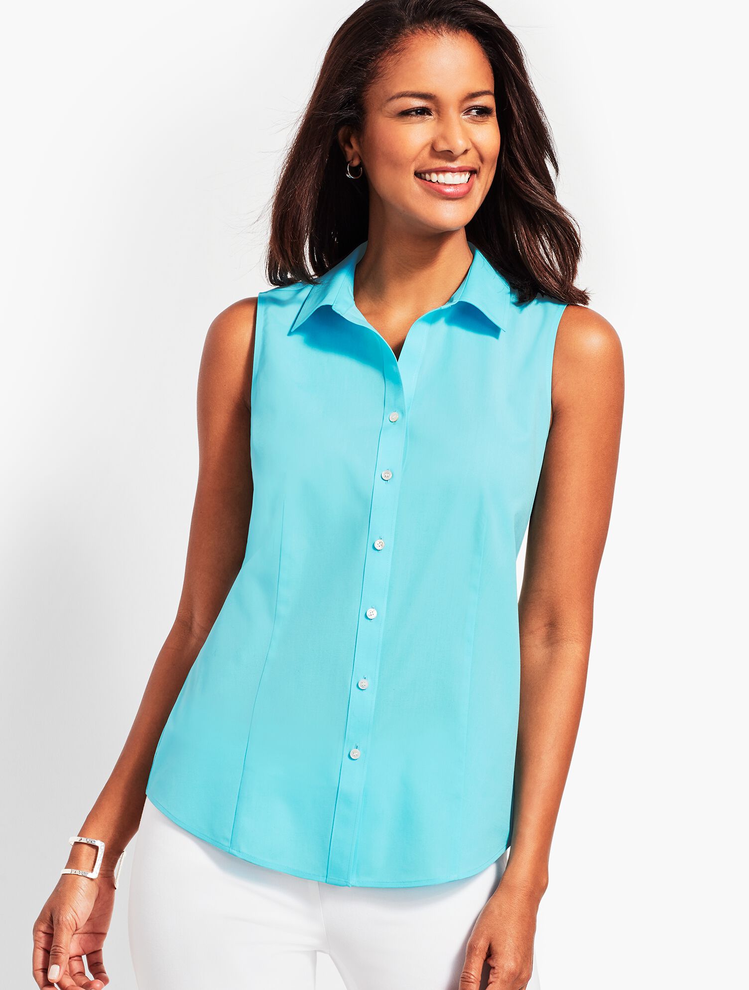 The Classic Sleeveless Button Front Shirt | Talbots