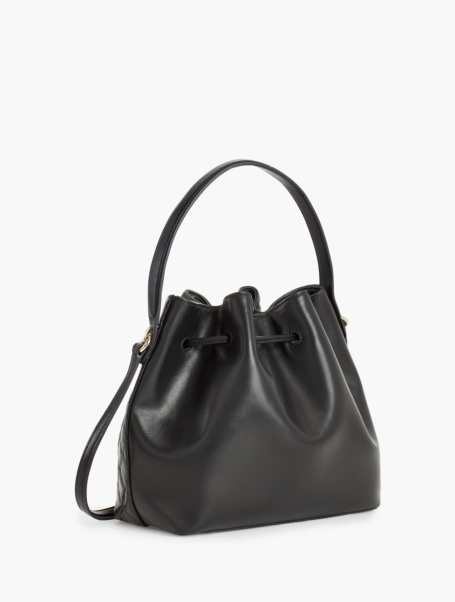 Nappa leather bucket bag with seam details