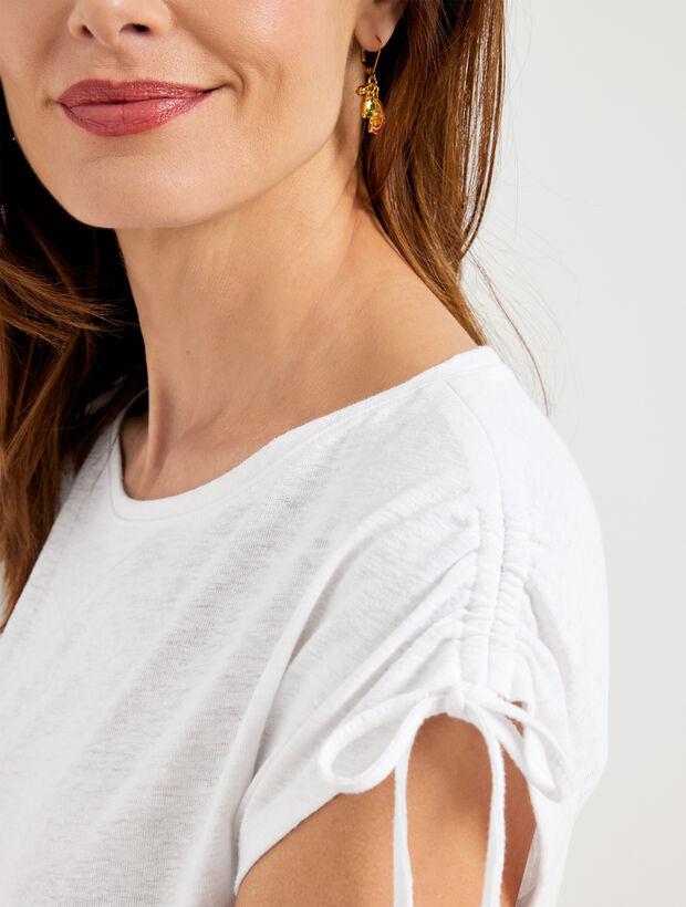 Cinched Shoulder Bateau Neck Tee