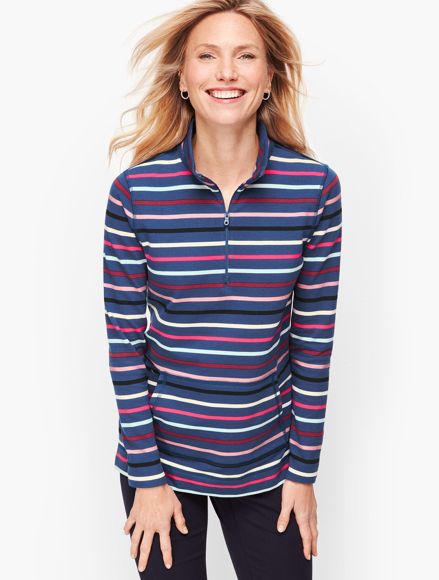 Half Zip Top - Colorful Stripe | Talbots