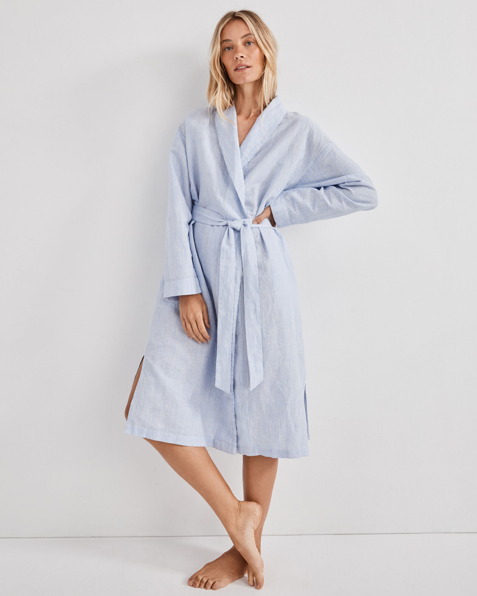 Linen Cotton Pinstripe Robe | Haven Well Within