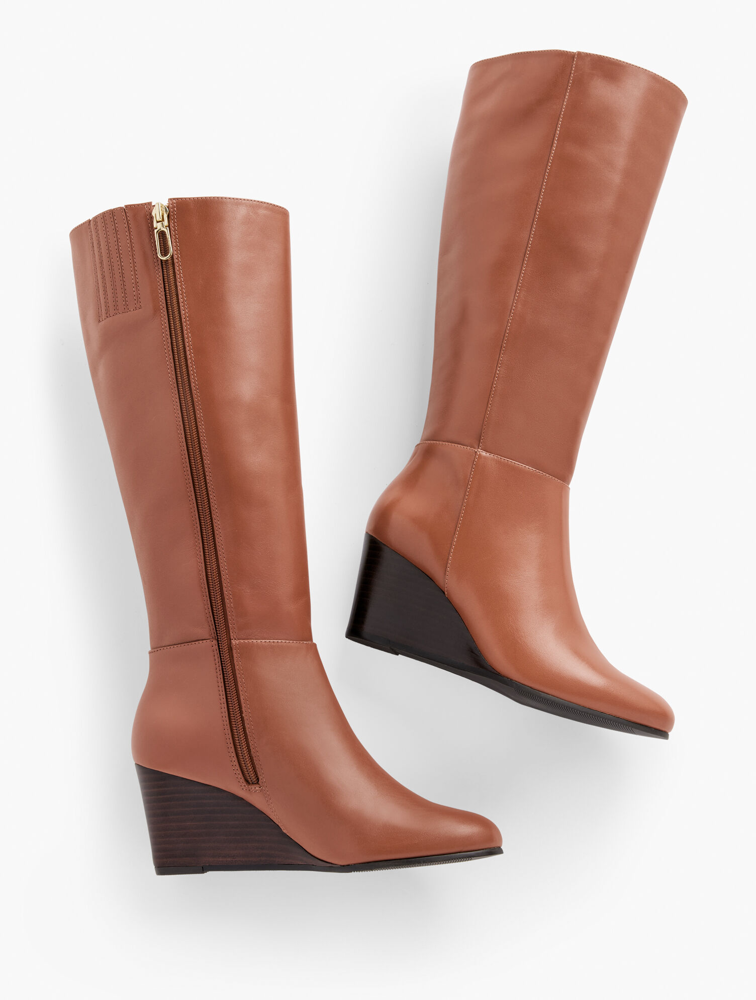 Lilia Tall Leather Wedge Boots | Talbots