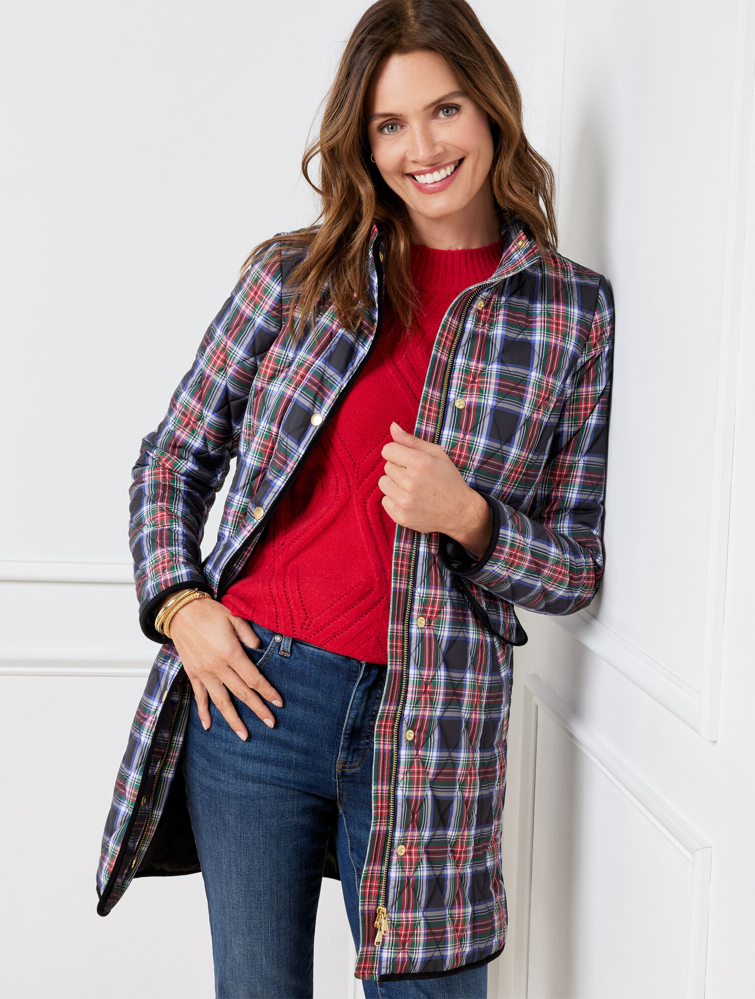 Long Quilted Jacket - Plaid | Talbots