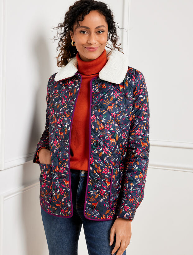 Quilted Bomber Jacket - Woodland Ditsy | Talbots