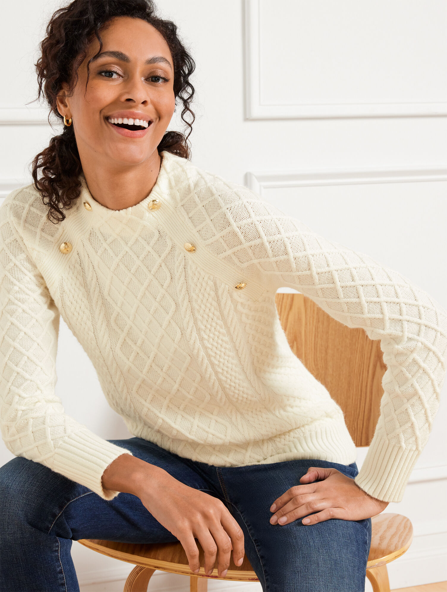 Cable Knit Mockneck Sweater | Talbots