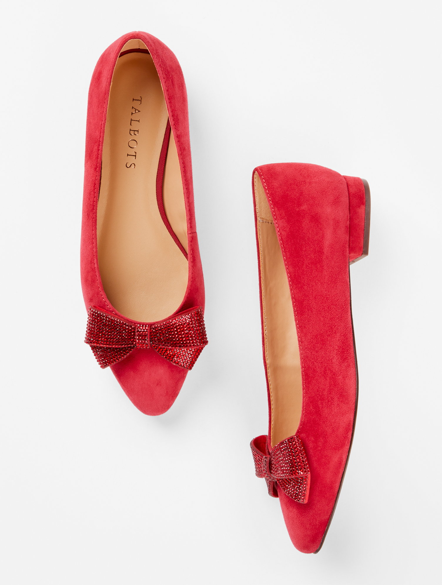 Talbots Edison Bow Suede Flats - Red - 8m