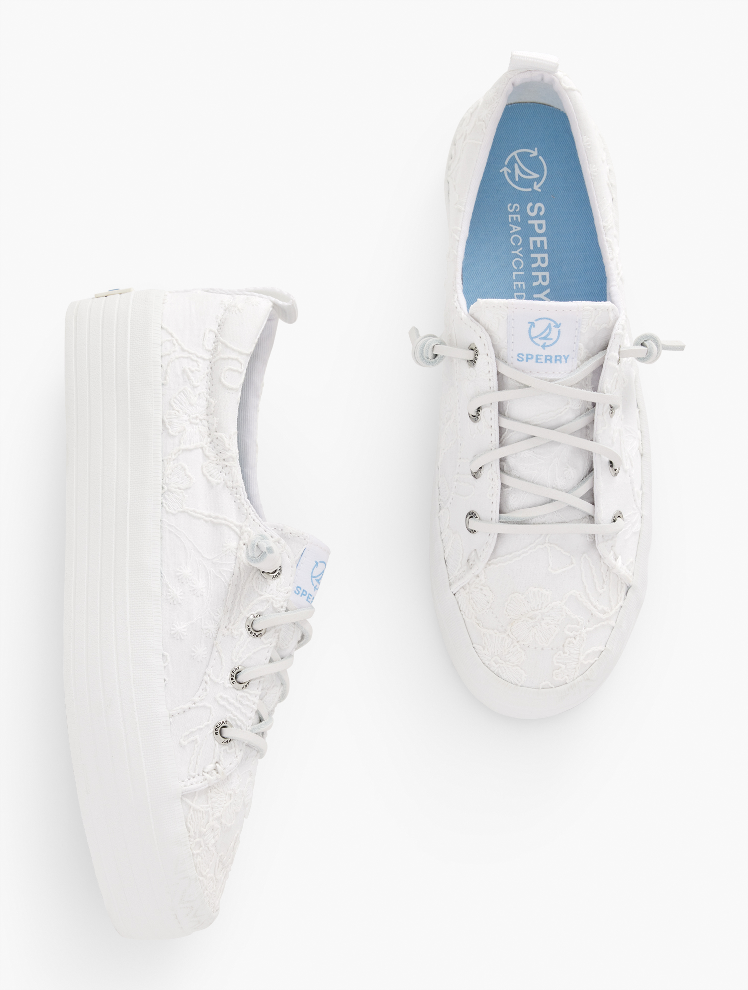 Sperryâ® Seacycled Crest Vibe Platform Sneakers - White - 11m - 100% Cotton Talbots