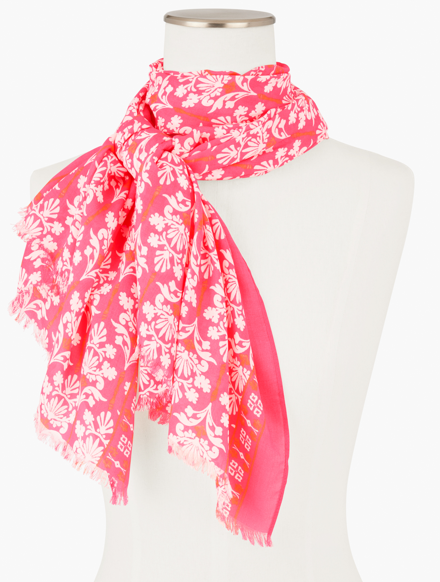 Shop Talbots Damask Bouquet Oblong Scarf - Lovely Coral - 001