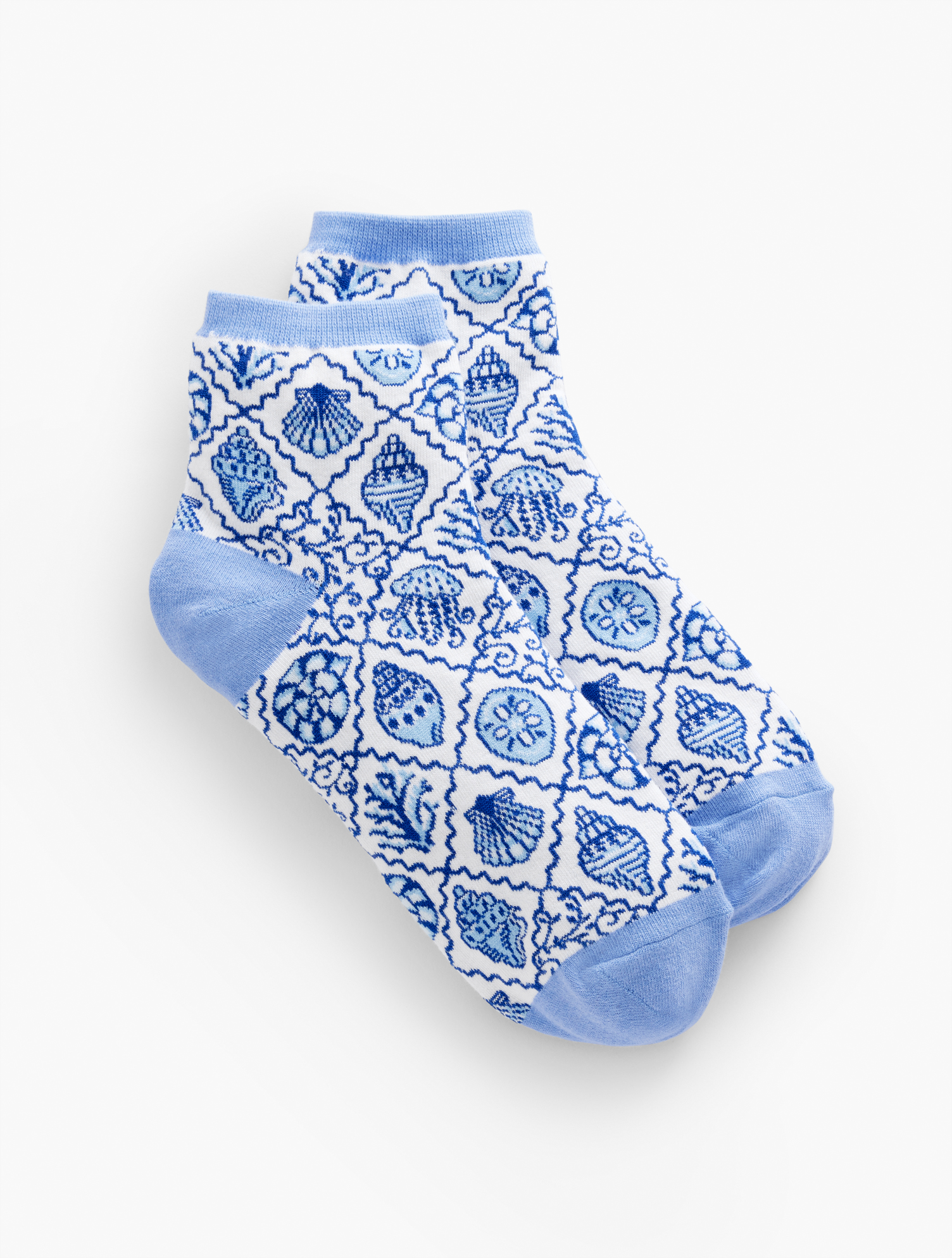 Shop Talbots Shell Sweater Tiles Crew Socks - Blue Sky - 001