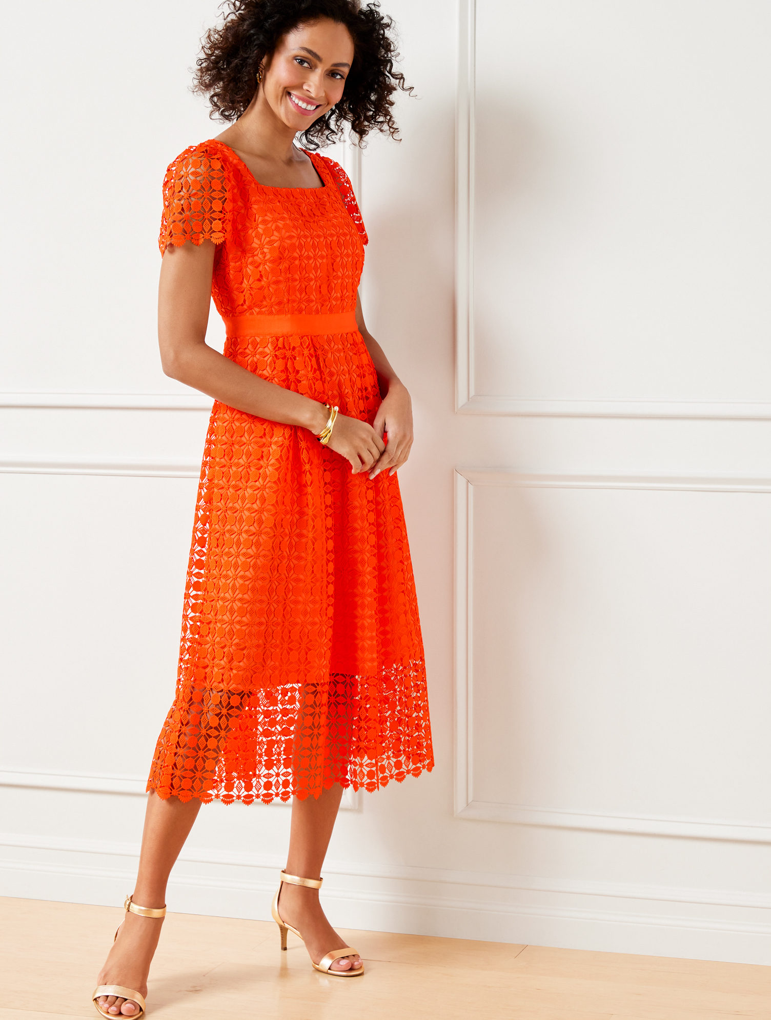 Talbots Tangerine Orange V-neck Dress, Size 8 – Planet Vintage